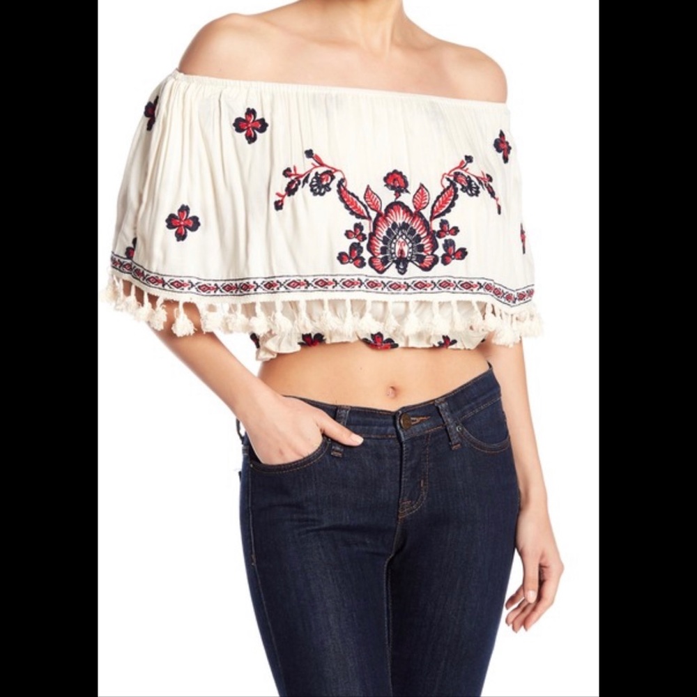 Raga Tessie Off The Shoulder Crop Top Size Small